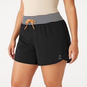 MPG Bue Chevron‎ Pattern Striped Waistband Athletic WomenShorts Size US Large